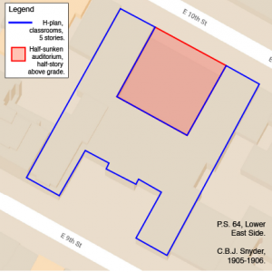 Diagram of the H-plan of P.S. 64. 